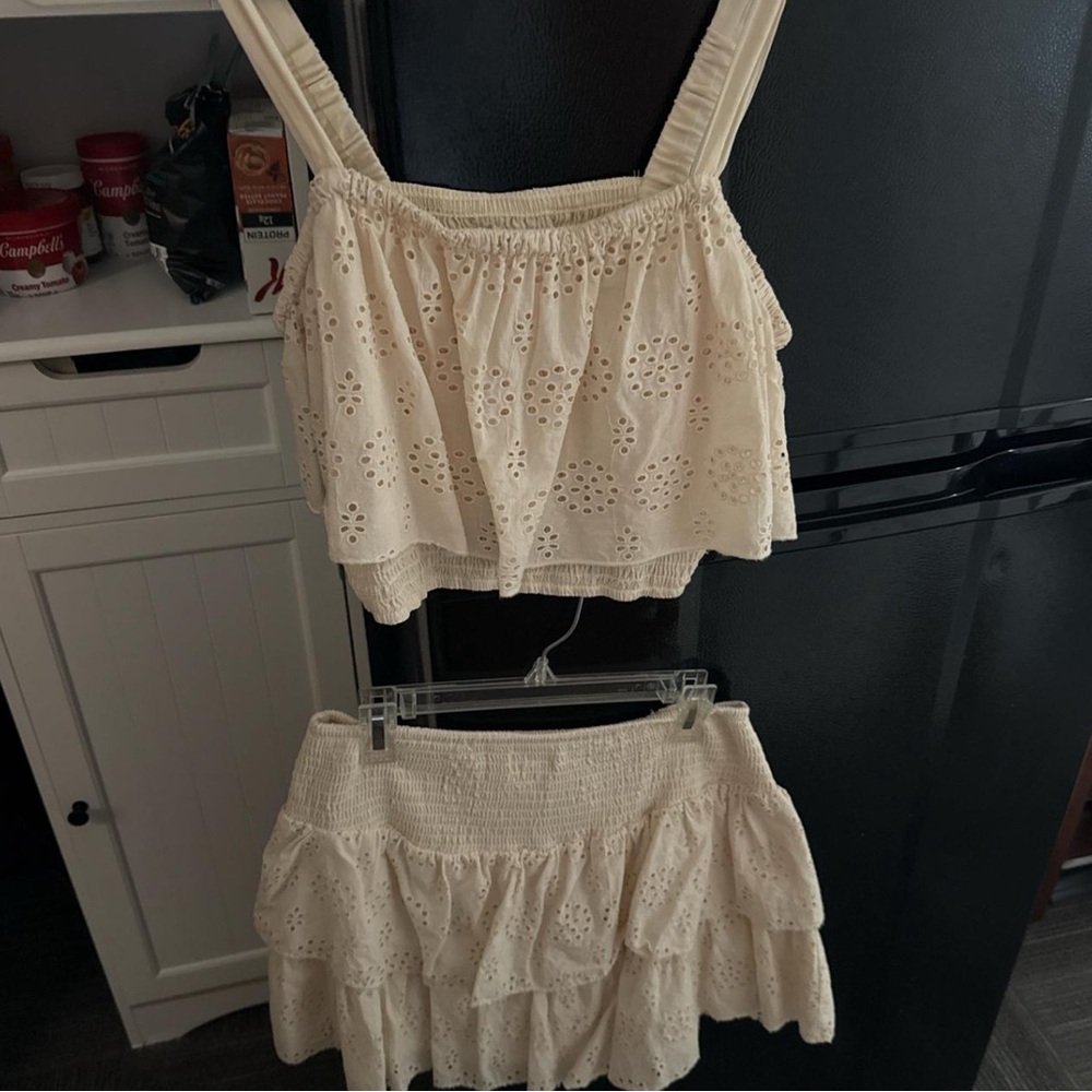Cream Eyelet Skirt
